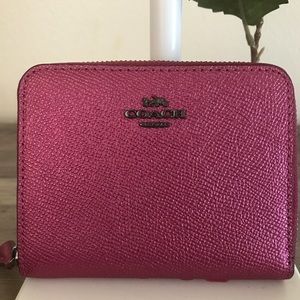 Coach Magenta Crossgrain Leather Wallet